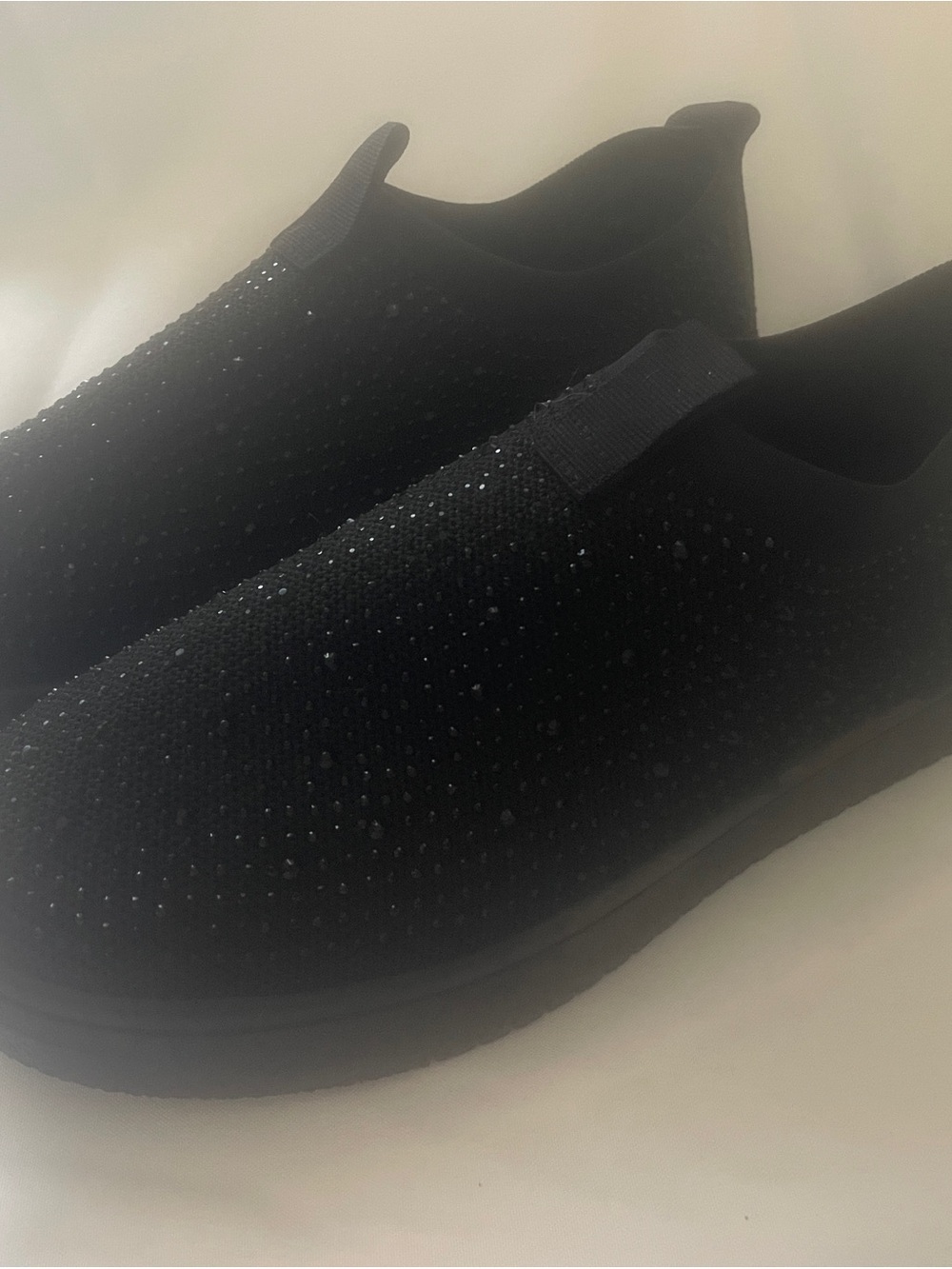 Ardene Black Slip-On Knit Sneakers with Subtle Sparkle